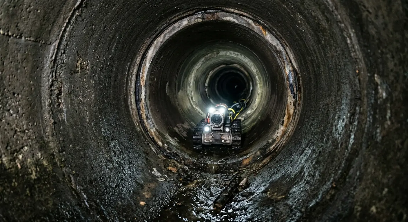 Robotic sewer camera inspecting pipe interior for Sewer Line Cleaning in Fultondale